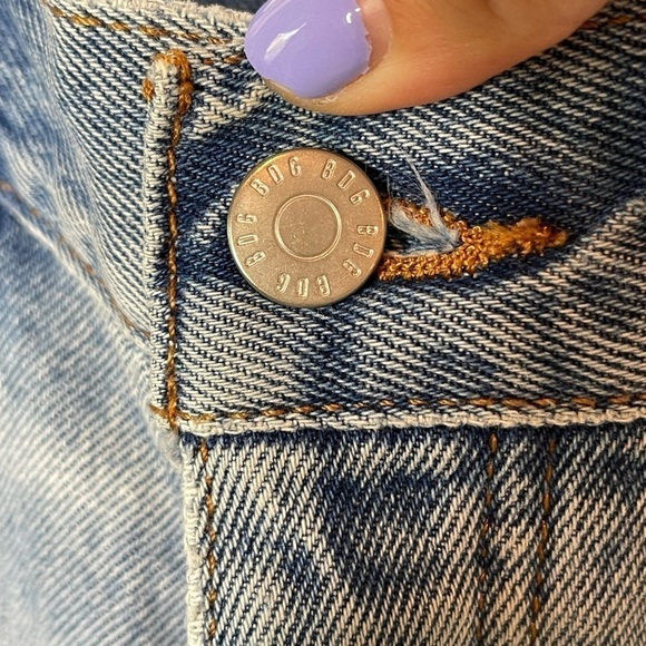 BDG Blue Denim shorts Multicolored embroidery frayed hem button fly size 29 - Picture 8 of 14